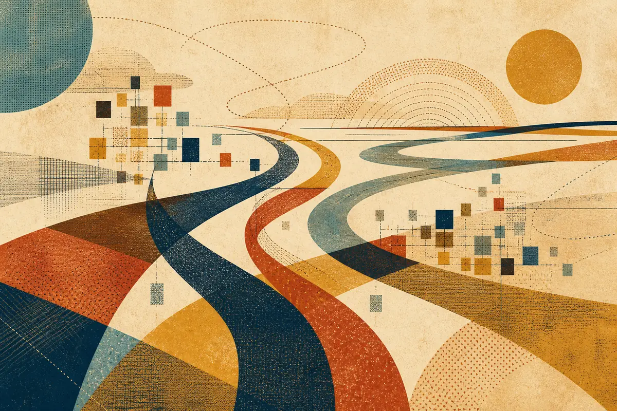 Abstract illustrated map composition for Cumbernauld, United Kingdom