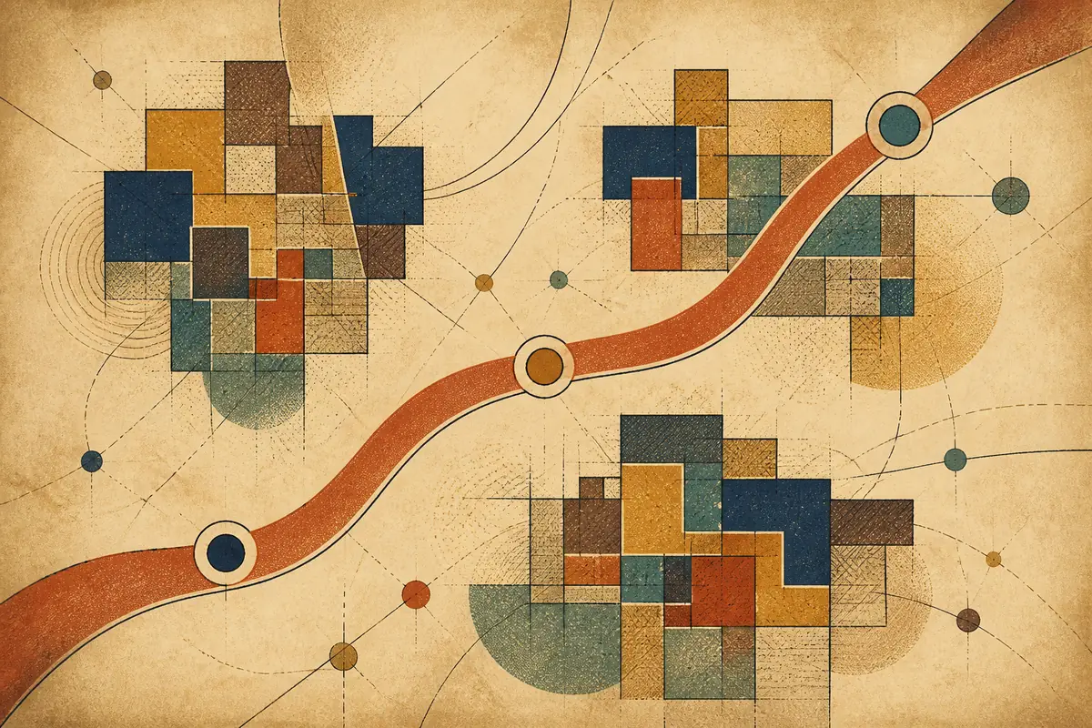 Abstract illustrated map composition for Cwmbran, United Kingdom
