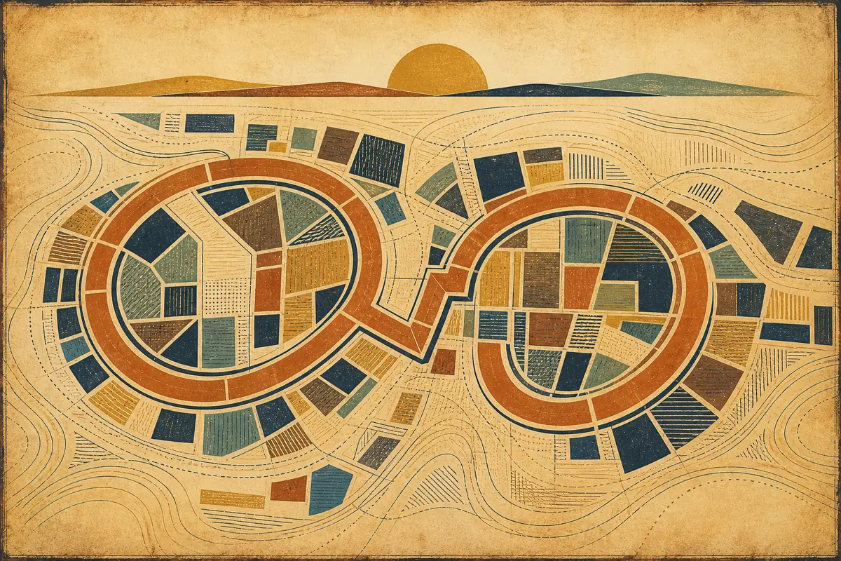 Abstract illustrated map composition for Dagenham, United Kingdom