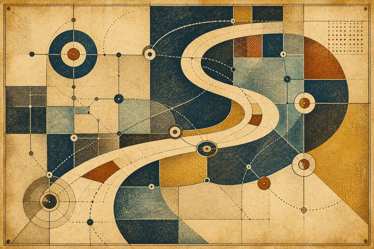 Abstract illustrated map composition for Darwen, United Kingdom