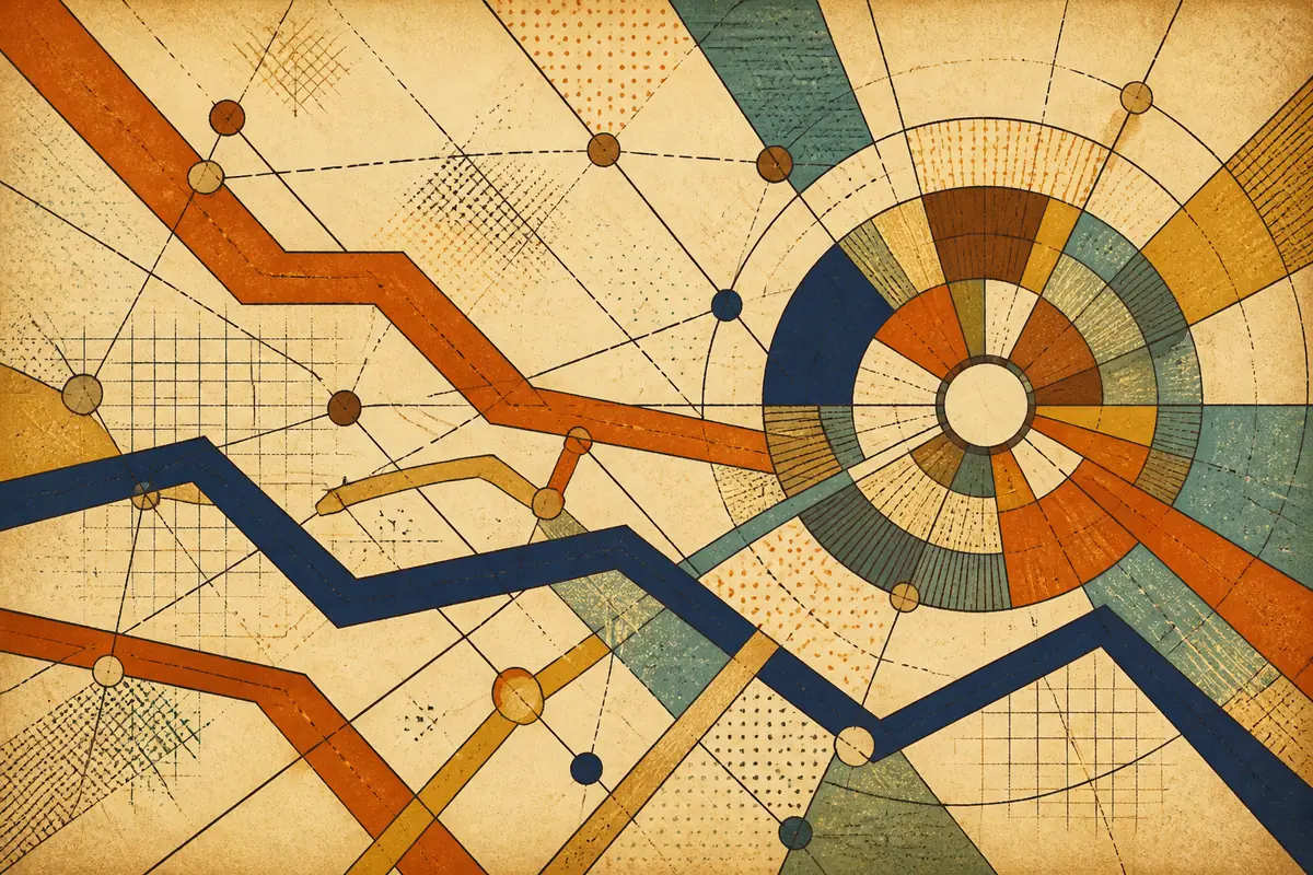 Abstract illustrated map composition for Dewsbury, United Kingdom
