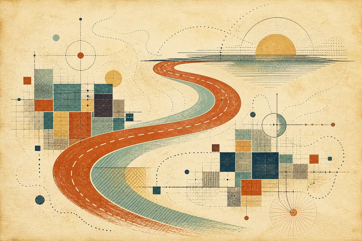 Abstract illustrated map composition for Didcot, United Kingdom