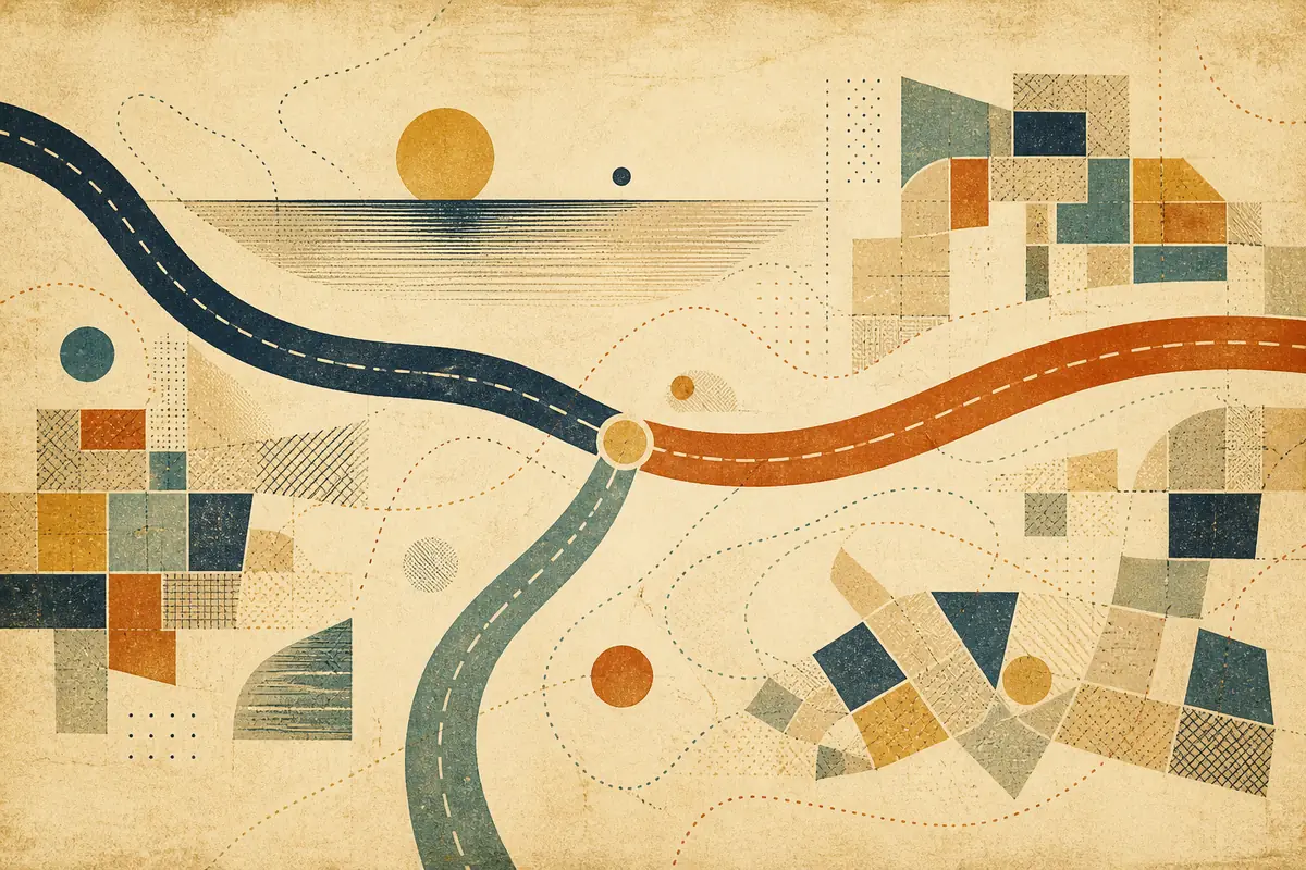 Abstract illustrated map composition for Dover, United Kingdom