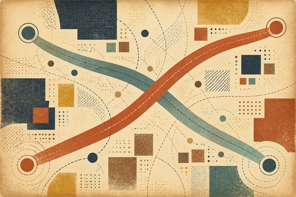 Abstract illustrated map composition for Dumfries, United Kingdom