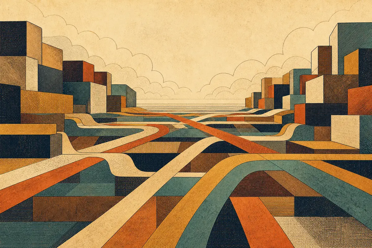 Abstract illustrated map composition for Dundee, United Kingdom