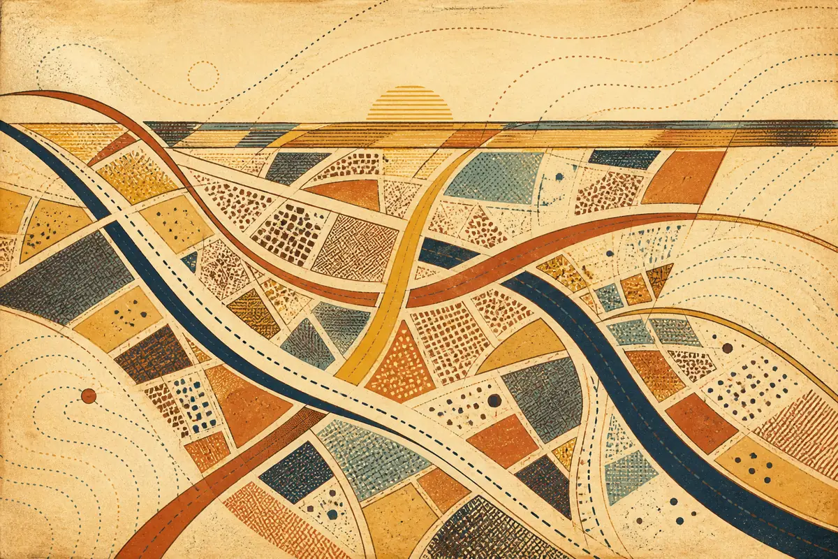 Abstract illustrated map composition for Dunstable, United Kingdom