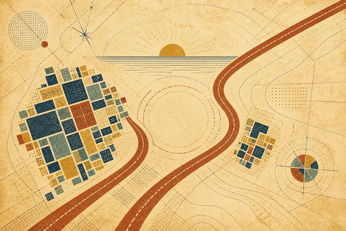Abstract illustrated map composition for Earley, United Kingdom