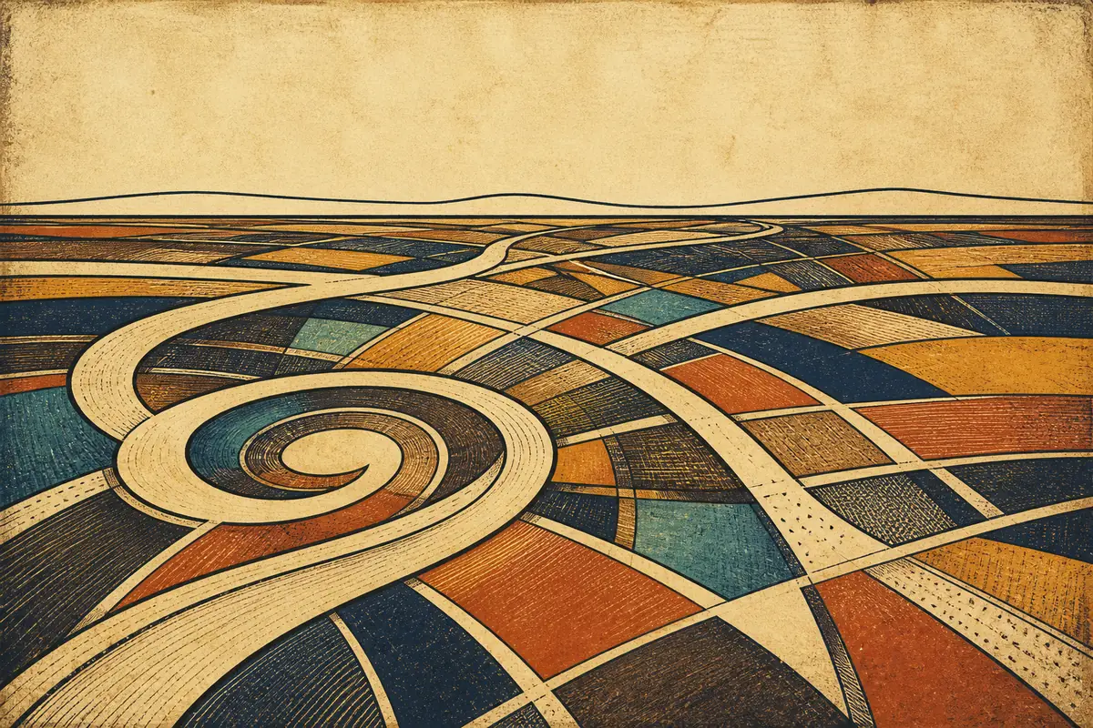 Abstract illustrated map composition for East Ham, United Kingdom