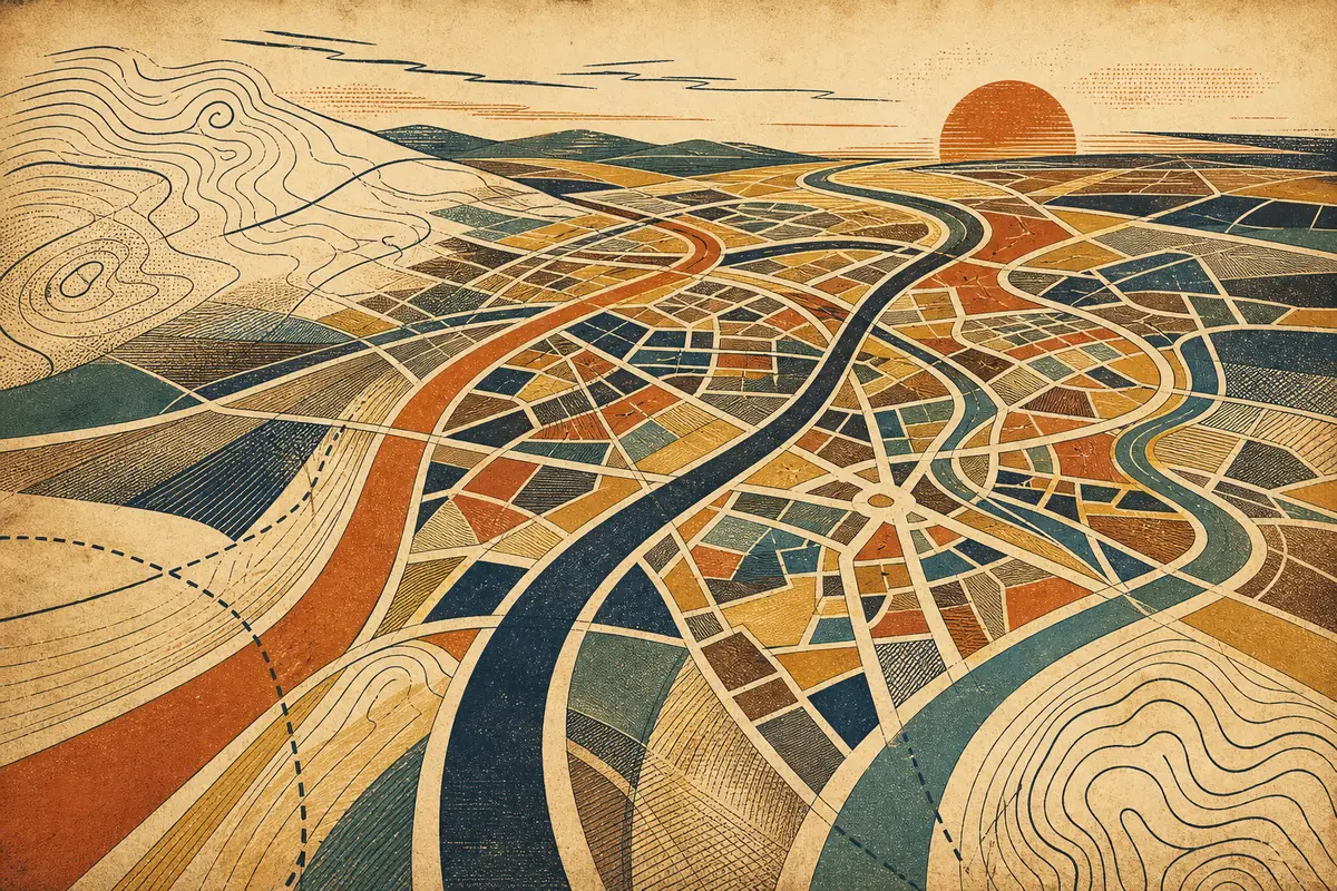 Abstract illustrated map composition for Eastleigh, United Kingdom