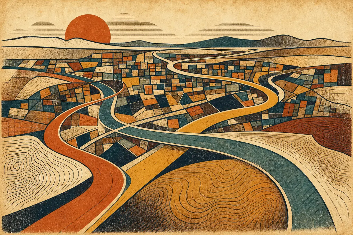 Abstract illustrated map composition for Edinburgh, United Kingdom