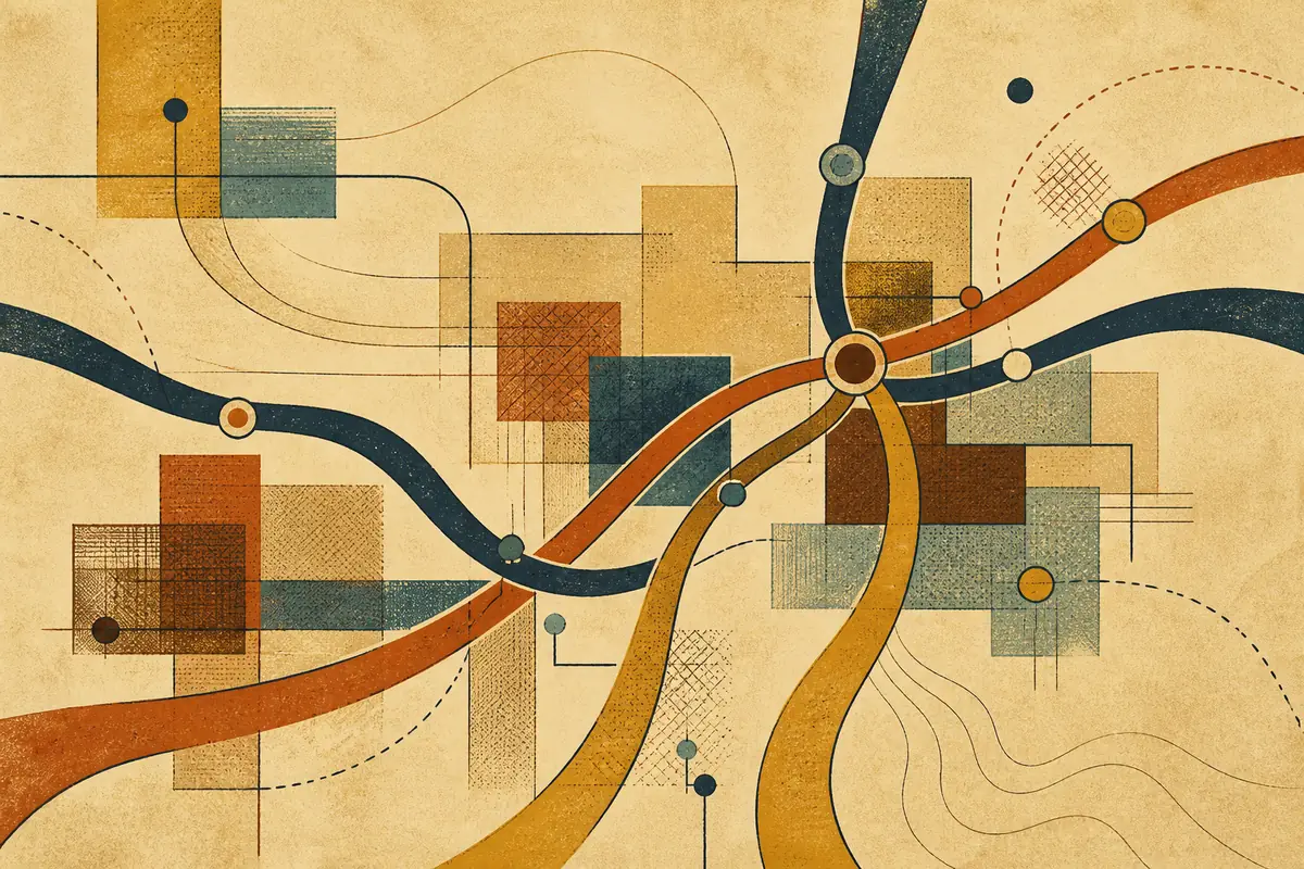 Abstract illustrated map composition for Ellesmere Port, United Kingdom