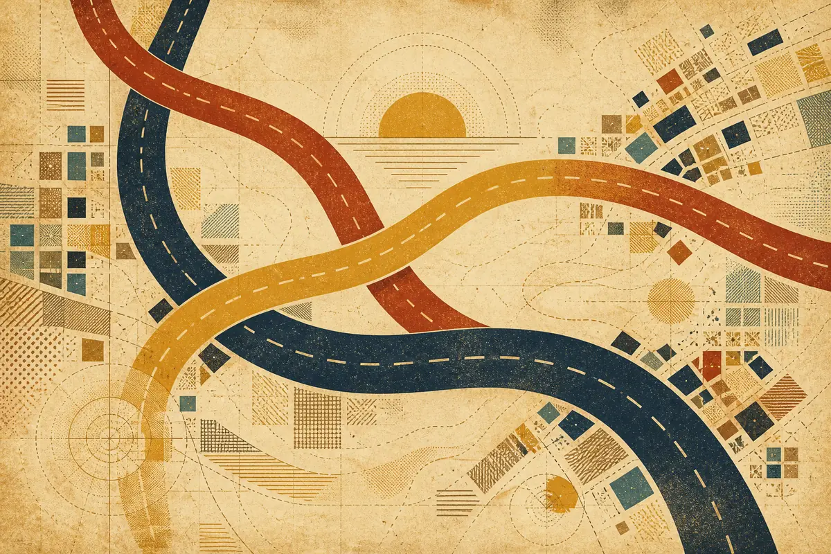 Abstract illustrated map composition for Epsom, United Kingdom