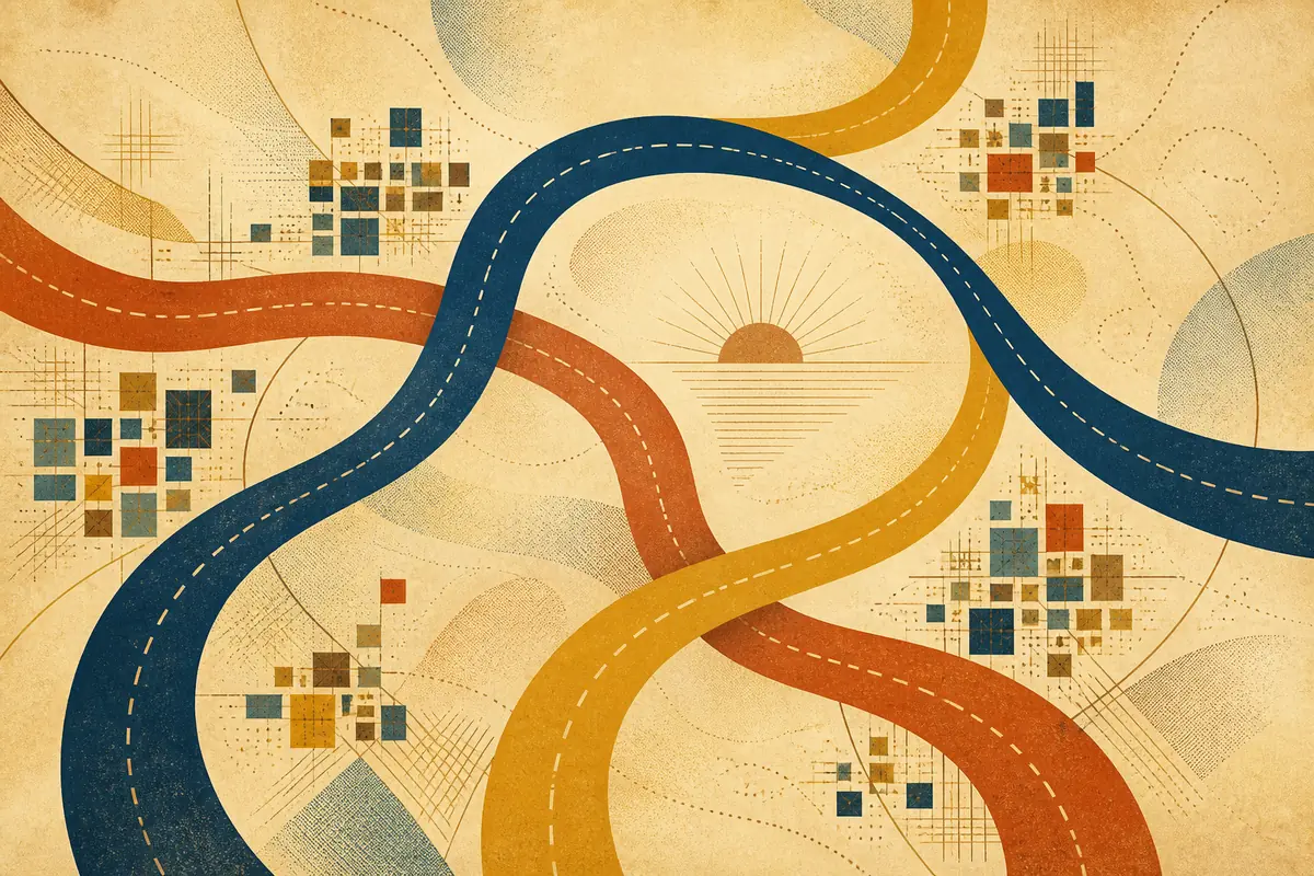 Abstract illustrated map composition for Ewell, United Kingdom