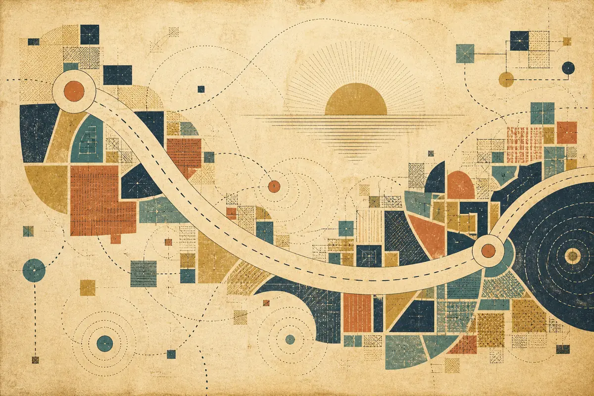 Abstract illustrated map composition for Exmouth, United Kingdom