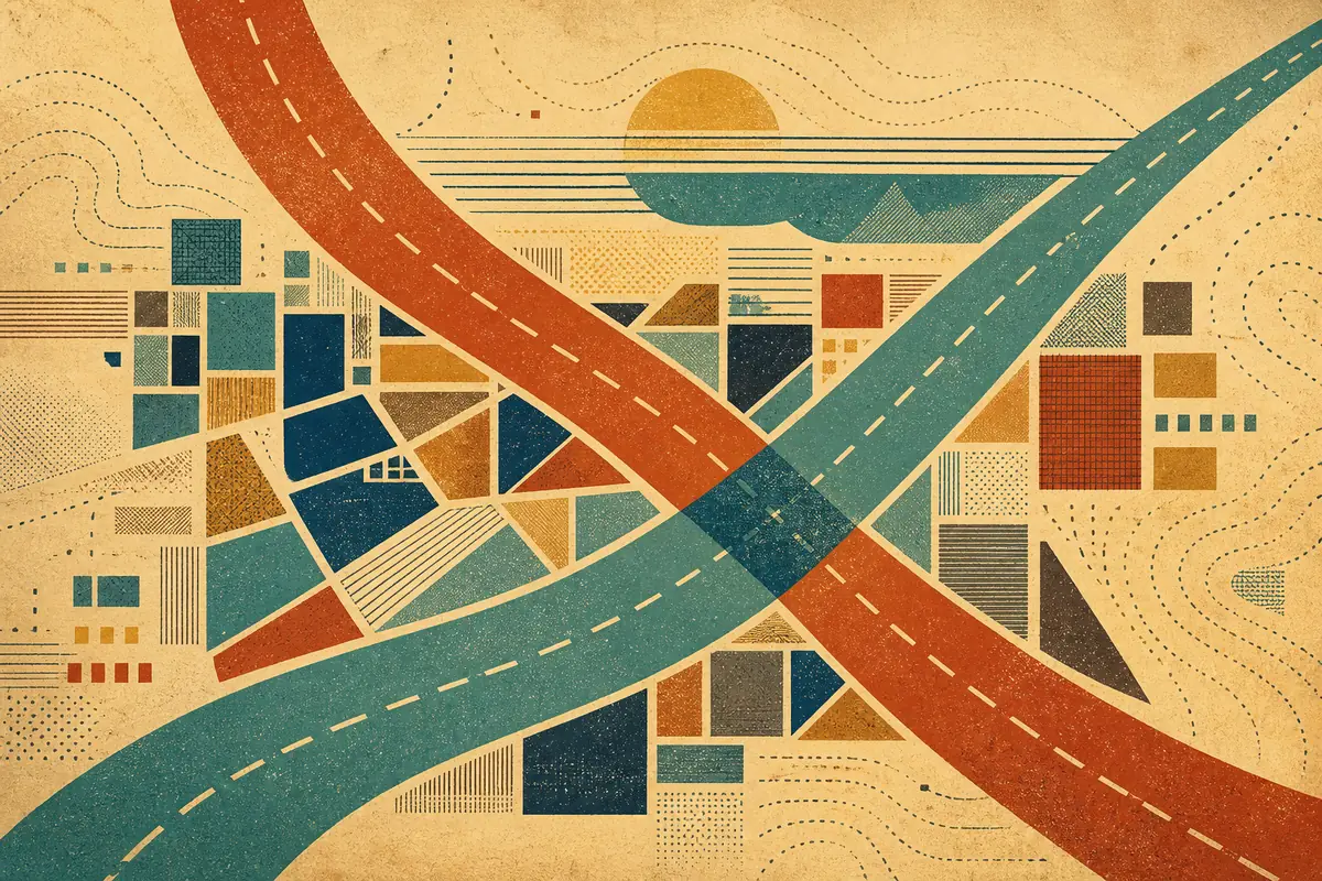 Abstract illustrated map composition for Fareham, United Kingdom