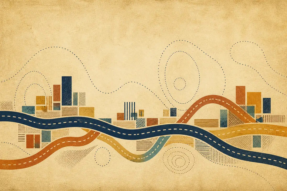 Abstract illustrated map composition for Folkestone, United Kingdom