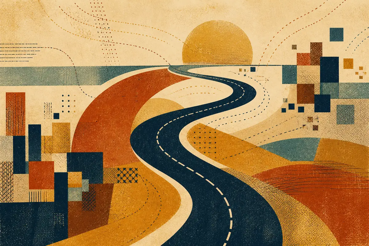 Abstract illustrated map composition for Frome, United Kingdom