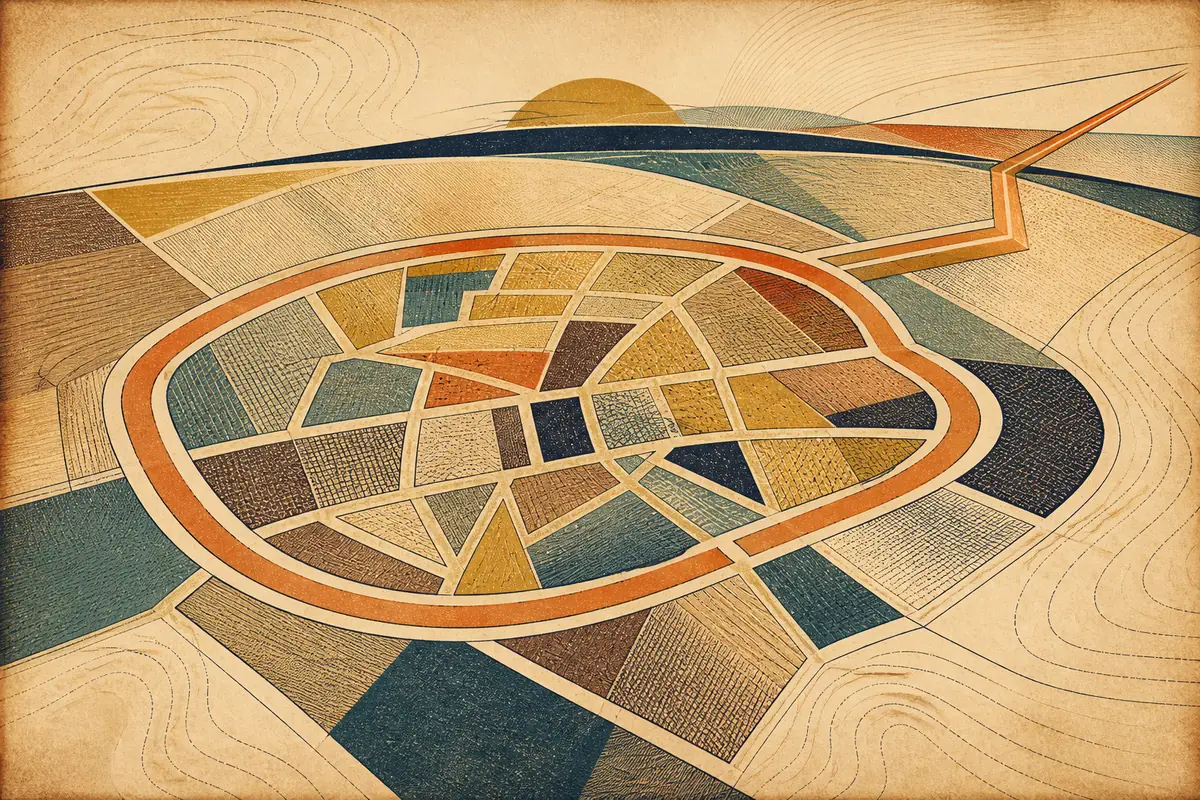Abstract illustrated map composition for Fulham, United Kingdom