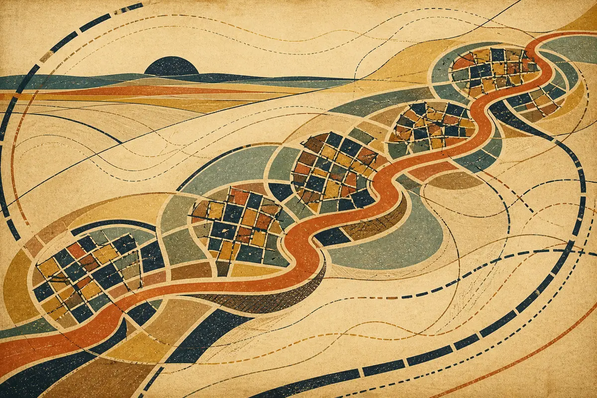 Abstract illustrated map composition for Gillingham, United Kingdom