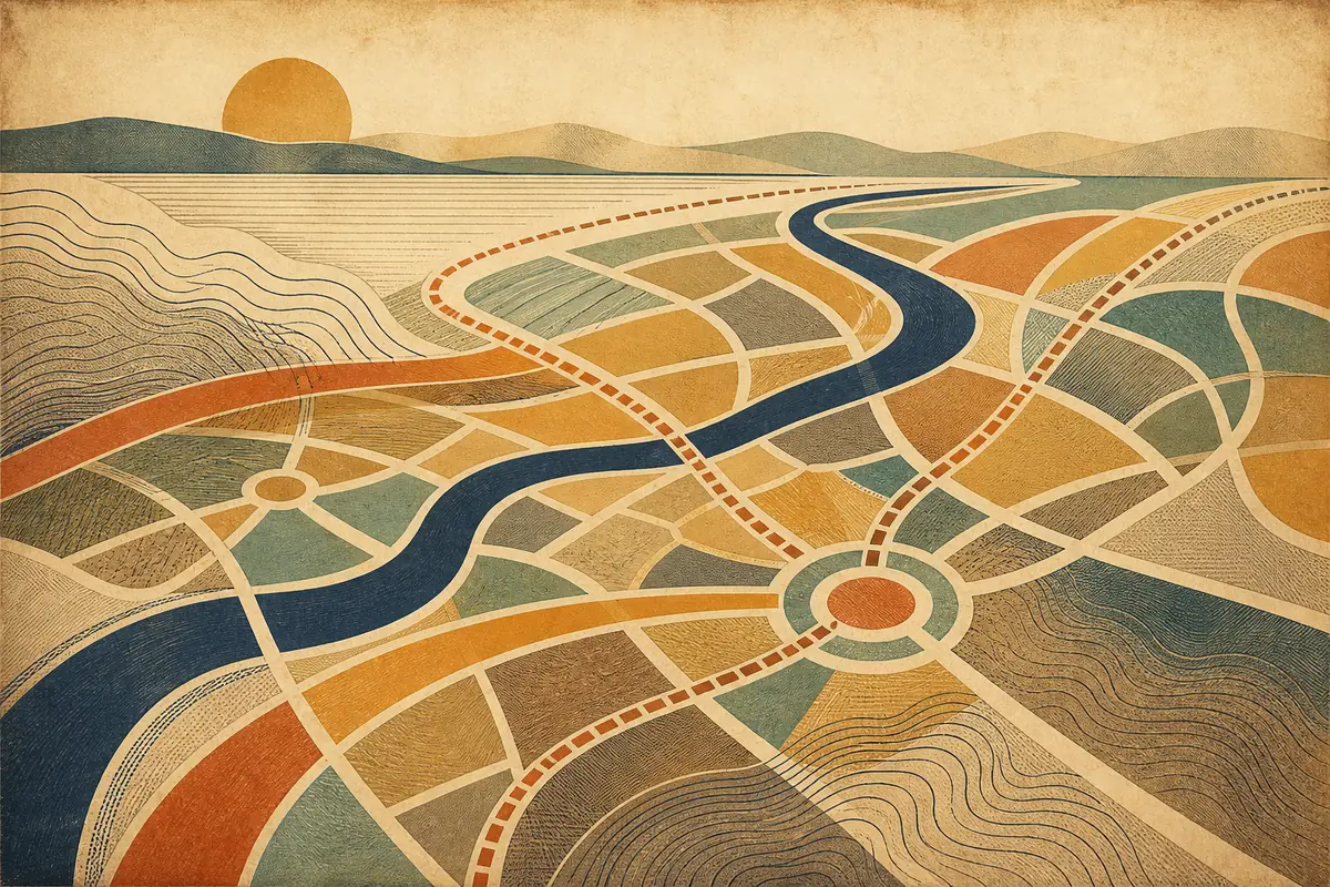 Abstract illustrated map composition for Glasgow, United Kingdom
