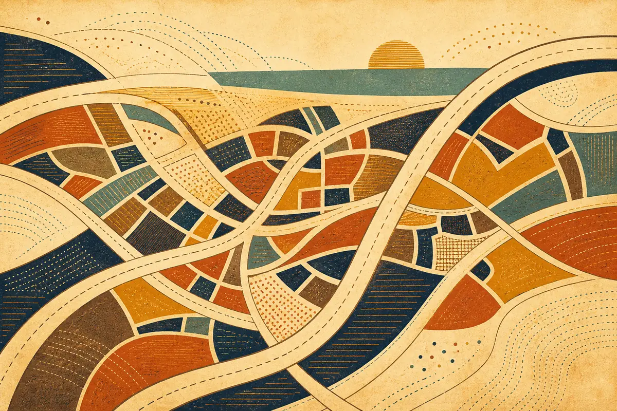 Abstract illustrated map composition for Glenrothes, United Kingdom