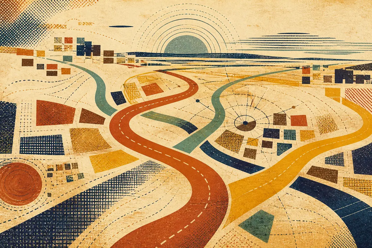 Abstract illustrated map composition for Greenford, United Kingdom