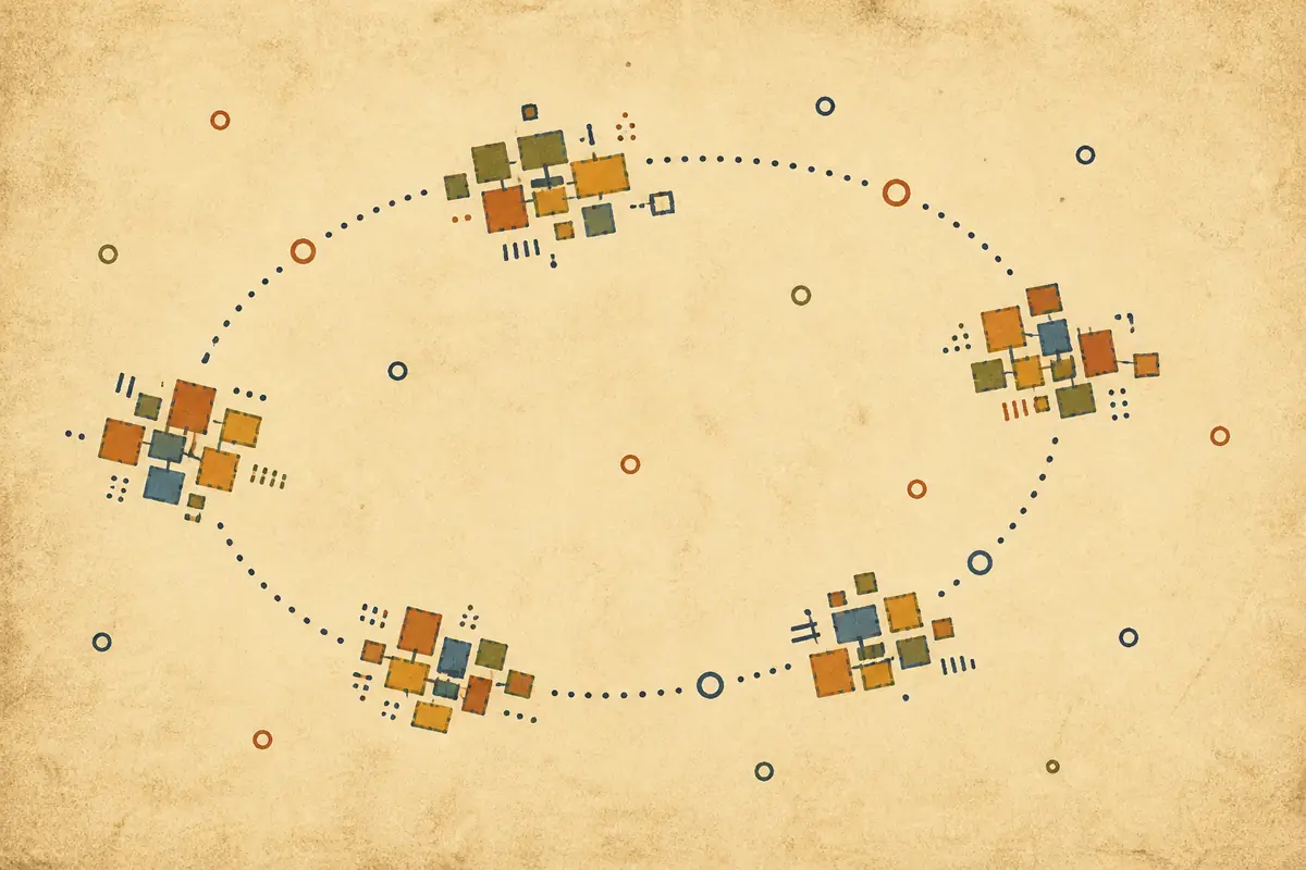 Abstract illustrated map composition for Grimsby, United Kingdom