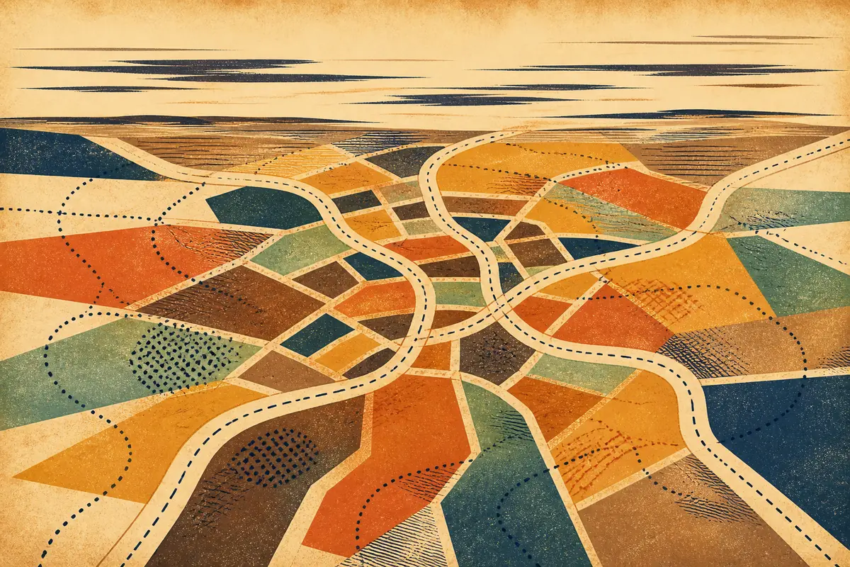 Abstract illustrated map composition for Guiseley, United Kingdom