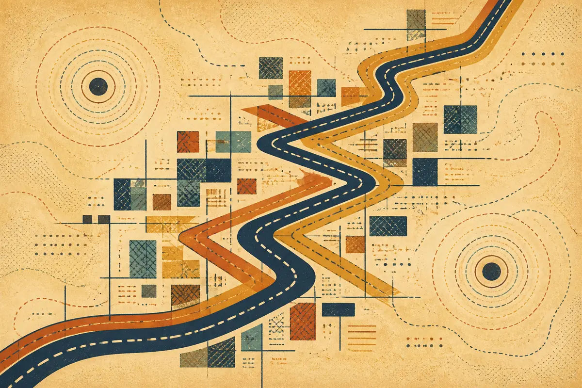 Abstract illustrated map composition for Hamilton, United Kingdom