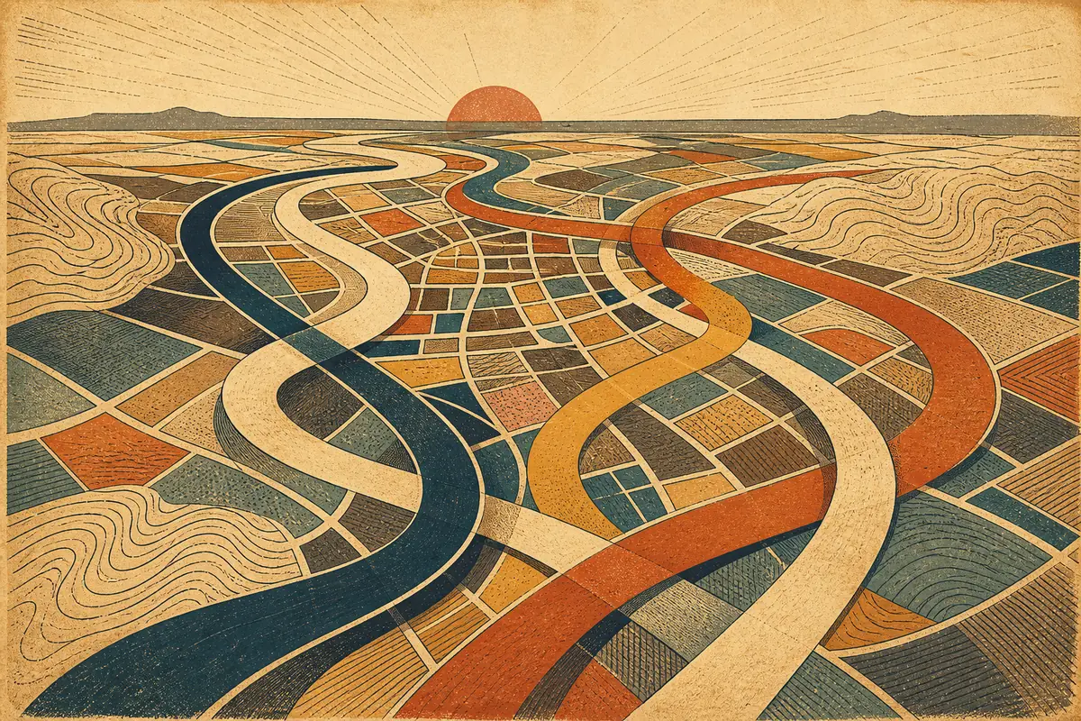 Abstract illustrated map composition for Hammersmith, United Kingdom