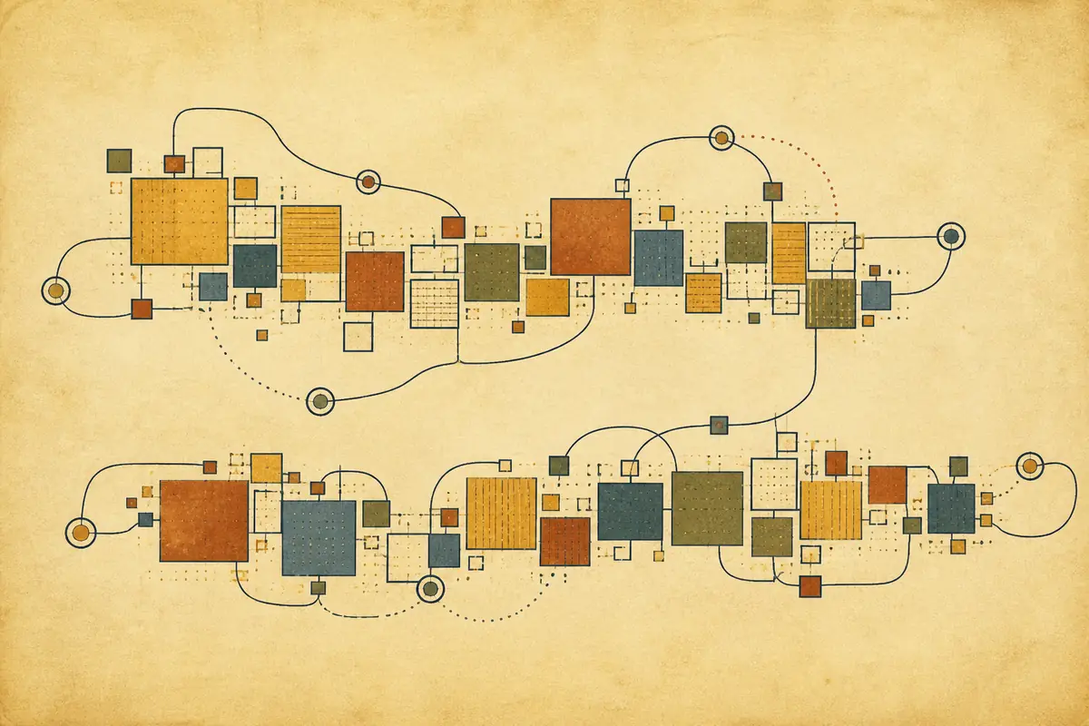 Abstract illustrated map composition for Harlow, United Kingdom