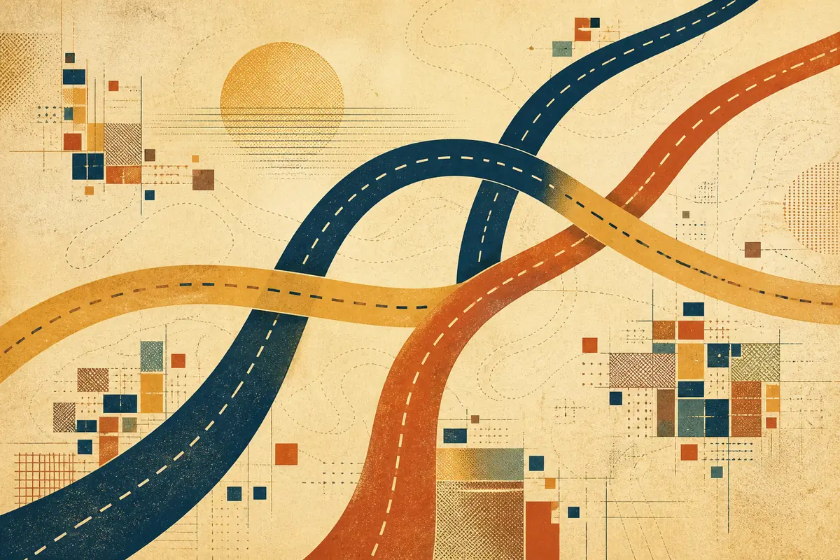 Abstract illustrated map composition for Harpenden, United Kingdom
