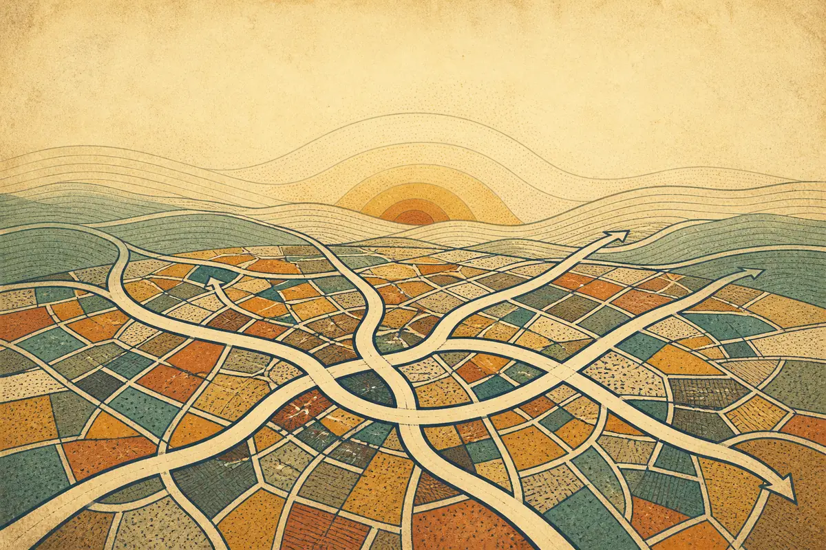 Abstract illustrated map composition for Hastings, United Kingdom