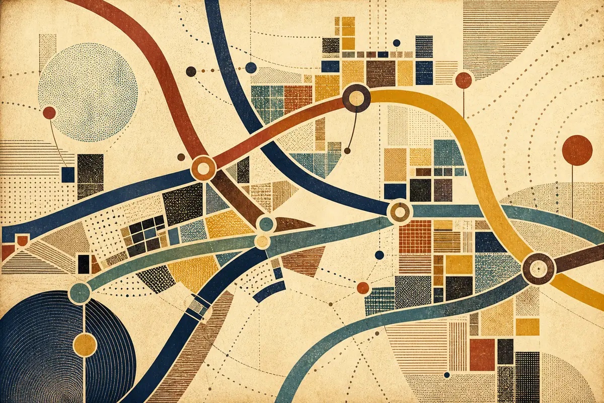 Abstract illustrated map composition for Hatfield, United Kingdom