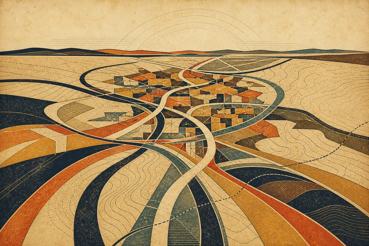 Abstract illustrated map composition for Hemel Hempstead, United Kingdom