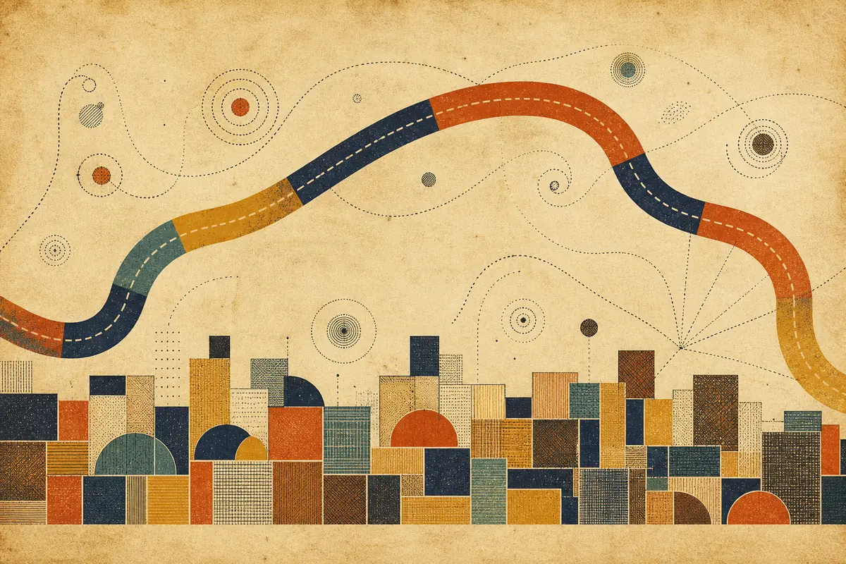 Abstract illustrated map composition for Hereford, United Kingdom