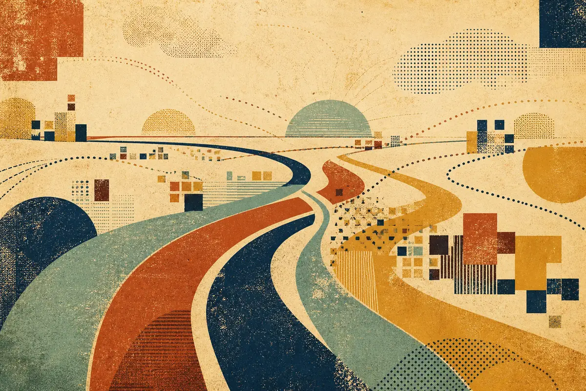 Abstract illustrated map composition for Hinckley, United Kingdom