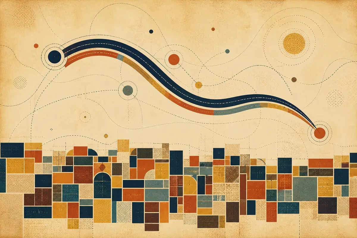 Abstract illustrated map composition for Hoddesdon, United Kingdom