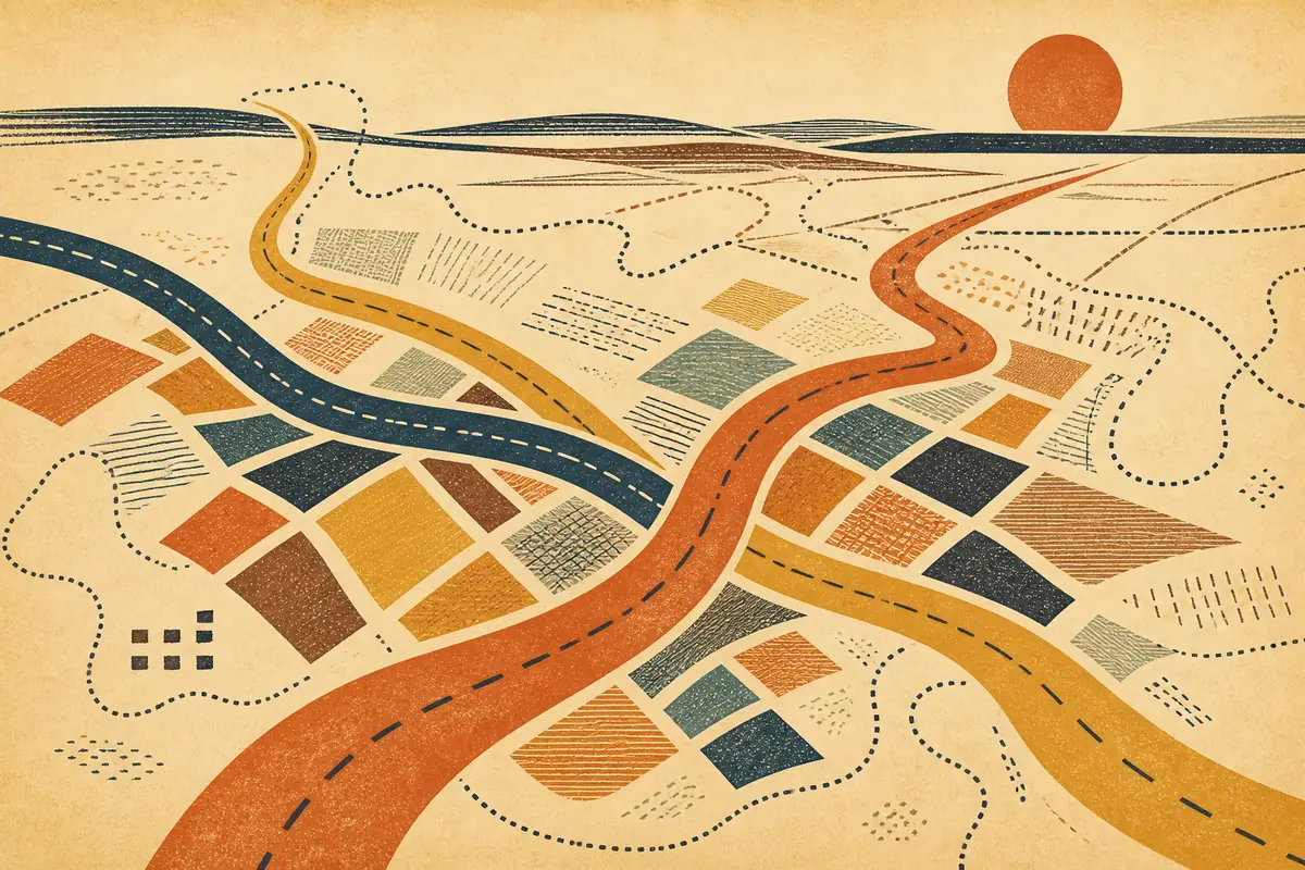 Abstract illustrated map composition for Hornchurch, United Kingdom