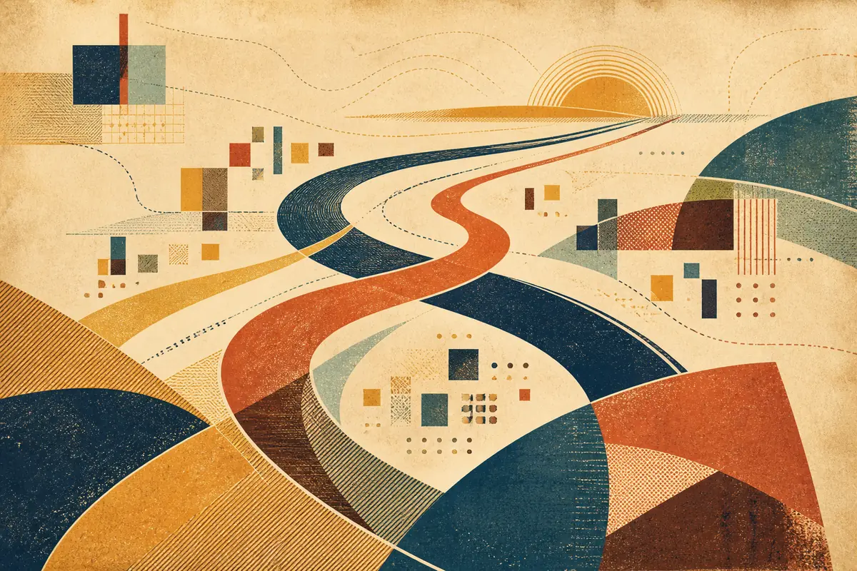 Abstract illustrated map composition for Horsham, United Kingdom