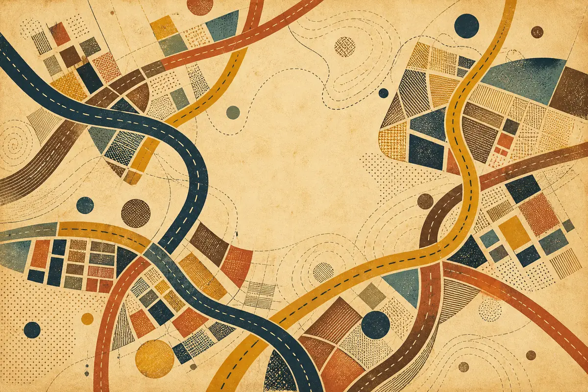 Abstract illustrated map composition for Houghton le Spring, United Kingdom