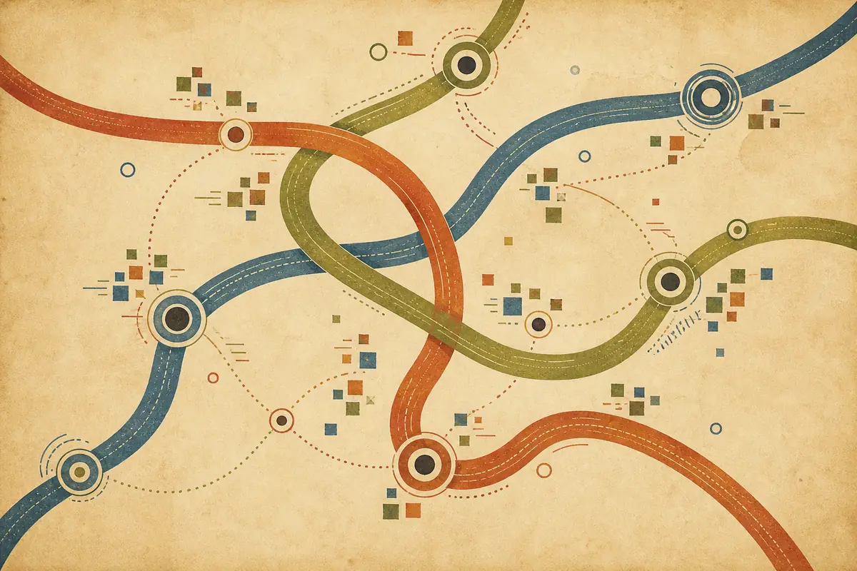Abstract illustrated map composition for Huddersfield, United Kingdom