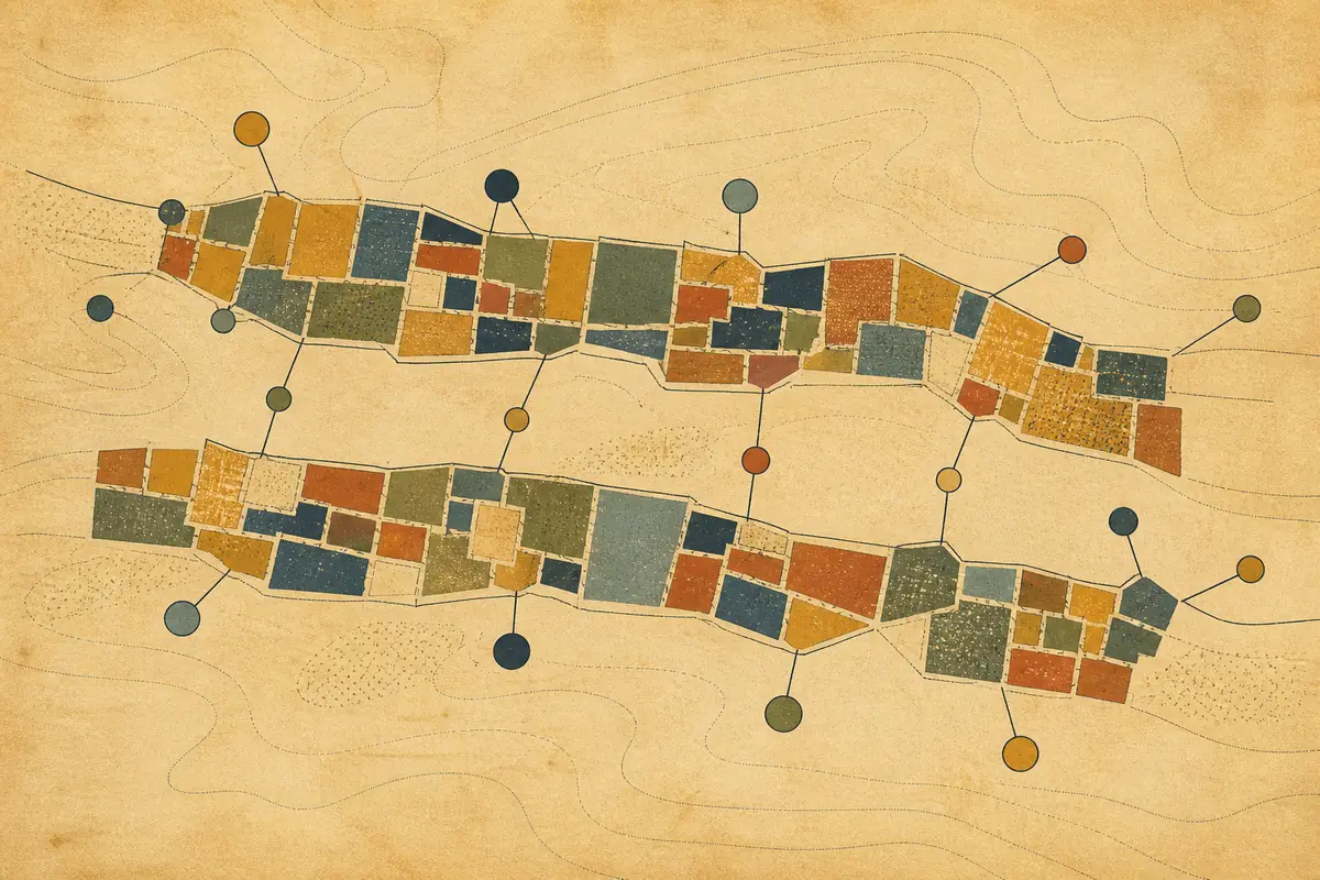 Abstract illustrated map composition for Ilford, United Kingdom