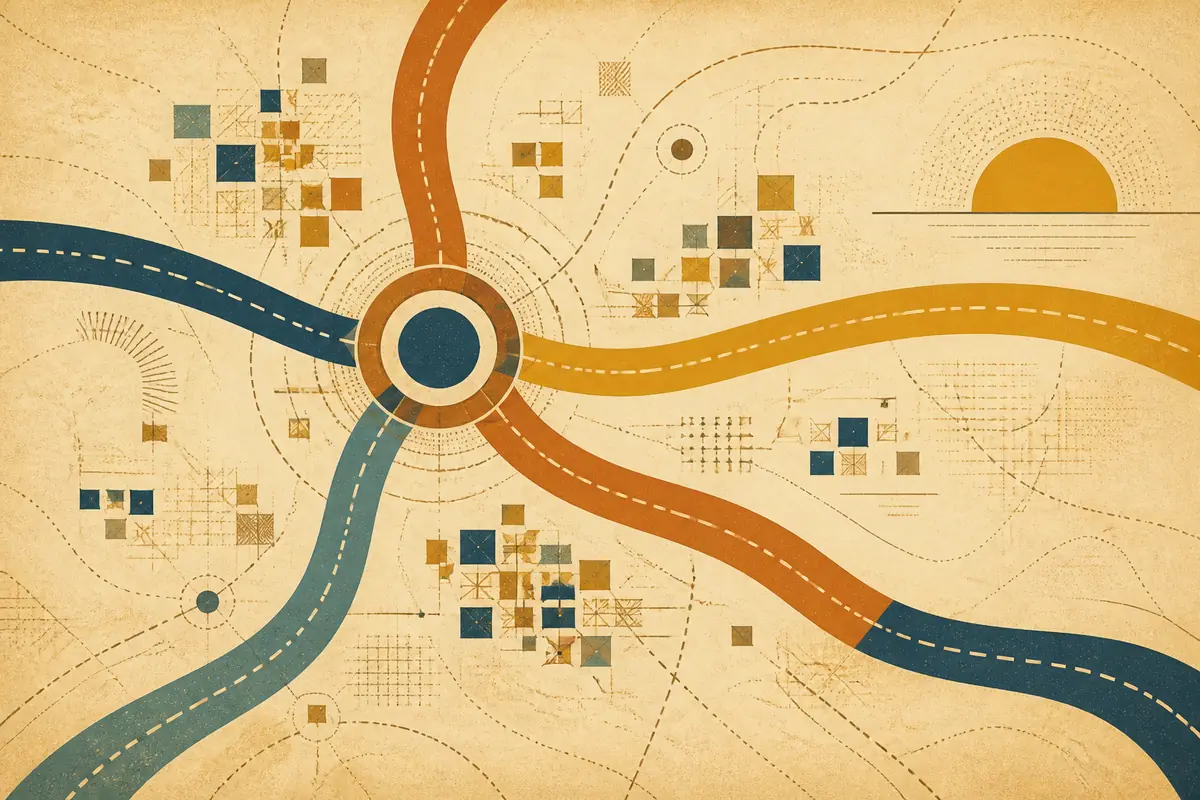 Abstract illustrated map composition for Irvine, United Kingdom
