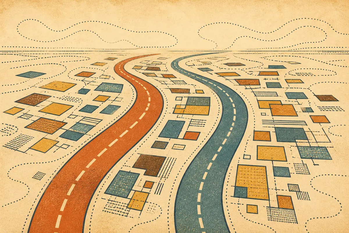 Abstract illustrated map composition for Keighley, United Kingdom