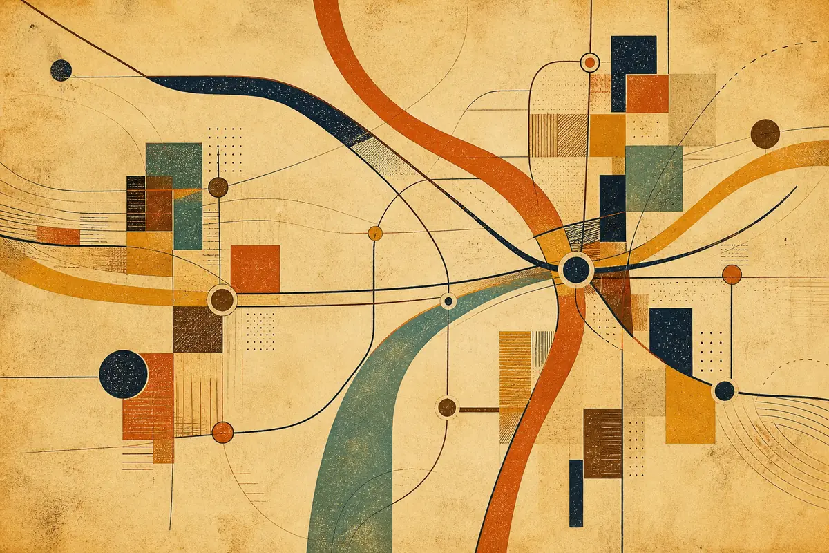 Abstract illustrated map composition for Kettering, United Kingdom