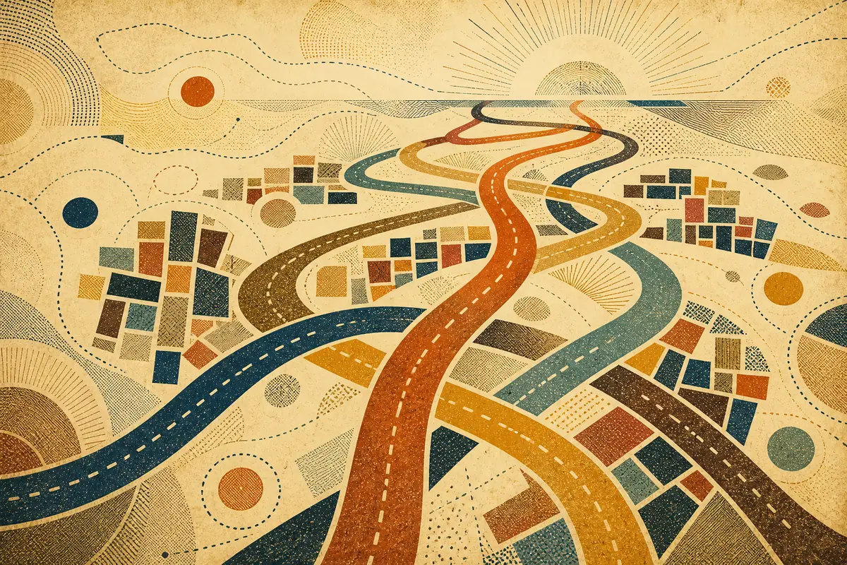 Abstract illustrated map composition for Kilmarnock, United Kingdom
