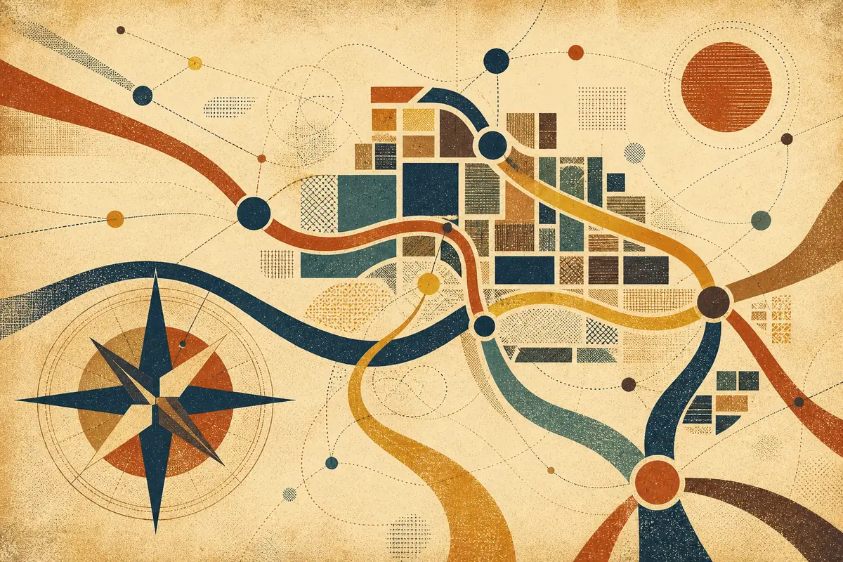 Abstract illustrated map composition for King's Lynn, United Kingdom