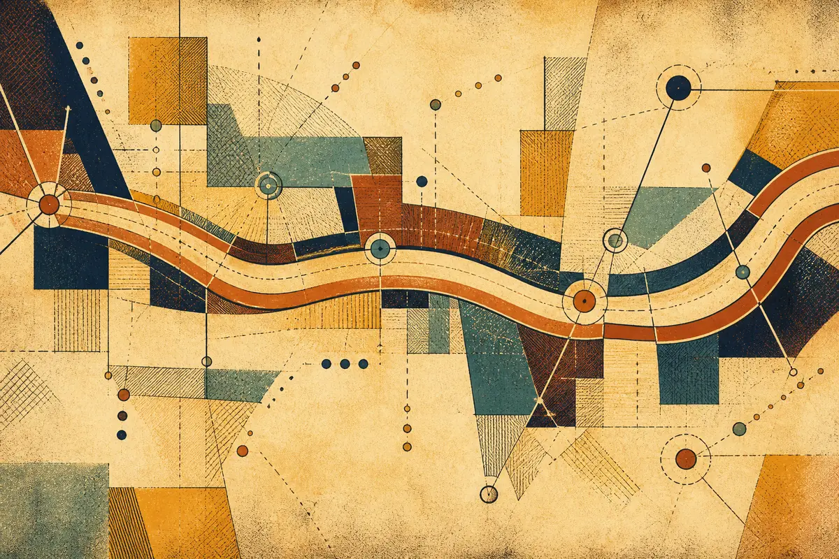 Abstract illustrated map composition for Kingswood, United Kingdom