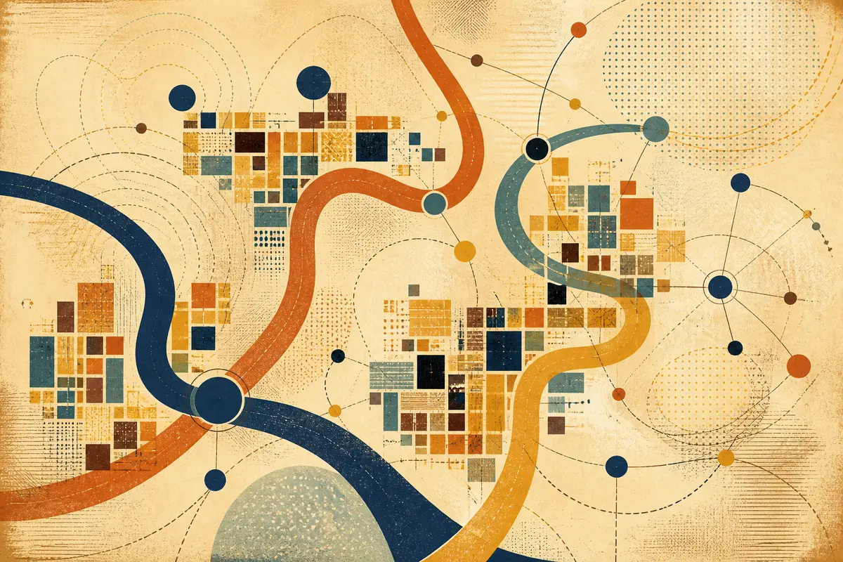 Abstract illustrated map composition for Kirkcaldy, United Kingdom